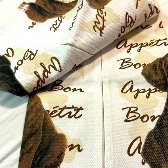 Fiddler's Elbow Kitchen Towel Boxer Puppy Bone Appetit Silk Screen - Picture 8 of 9